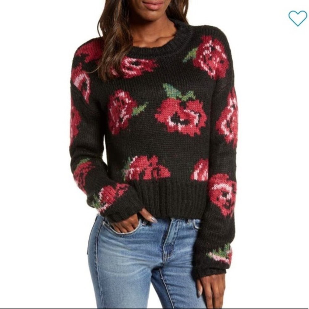 Cotton Emporium Black Rose sweater Large New